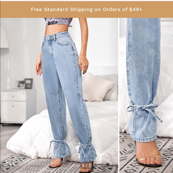 Shein strap high waisted hem jeans size xs - Picture 6 of 6